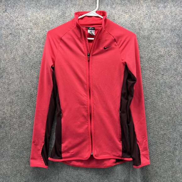 Nike Sweater Women XS Pink Full Zip Athletic Fit Training Dri Fit Track Jacket - Picture 1 of 14